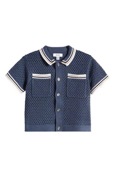 Reiss Boys' Coulson Crochet Button Down Shirt - Little Kid In Airforce Blue