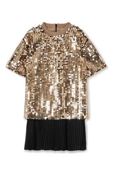 Reiss Kids' Gold Sequin T-shirt Dress