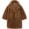 Reiss Brown 4-9 Yrs Longline Teddy Coat With Wool In Brown