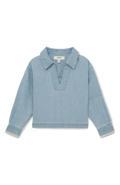 Reiss Kids' Dean Sr. Denim Popover Shirt In Light Blue