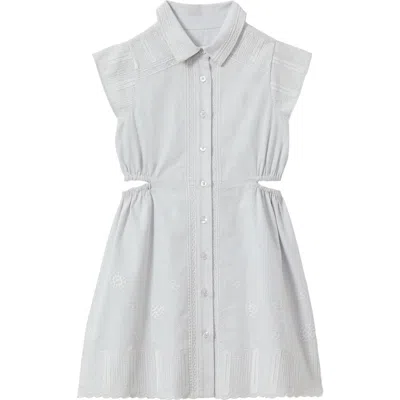 Reiss Kids' Elliot Jr. Embroidered Cutout Cotton Dress In Silver