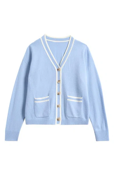 Reiss Kids' Eloise Pocket Wool & Cashmere Blend Cardigan In Blue