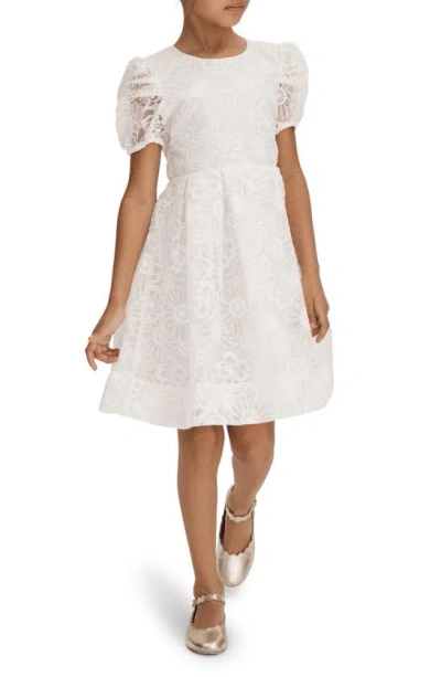 Reiss Kids' Emelie - Ivory Junior Lace Puff Sleeve Dress, Age 5-6 Years