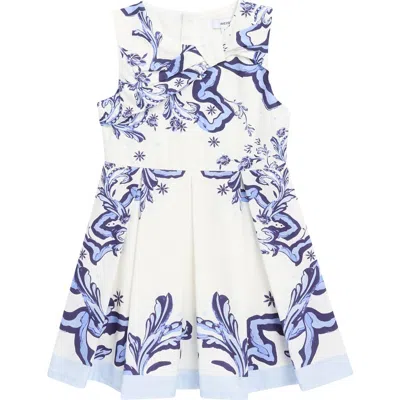 Reiss Kids' Emiline Pleat Fit And Flare Dress In White