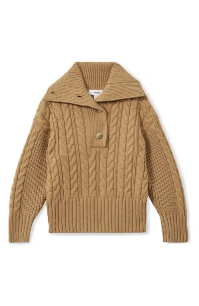 Reiss Kids' Etta Sr. Cable Knit Shawl Collar Sweater In Brown