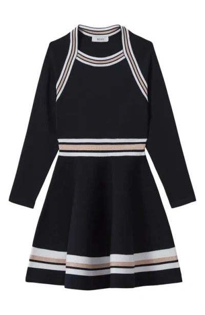 Reiss Kids' Fallon Jr. Long Sleeve Skater Jumper Dress In Navy