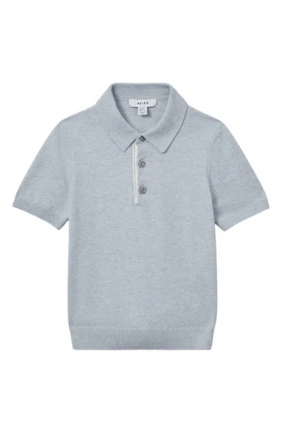 Reiss Kids' Finch Sr. Heathered Polo Sweater In Soft Blue Melange