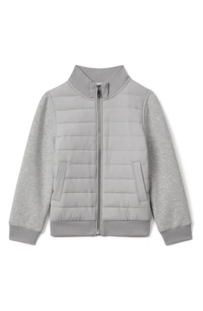 Reiss Kids' Flintoff Sr. Mixed Media Quilted Bomber Jacket In Grey Melange