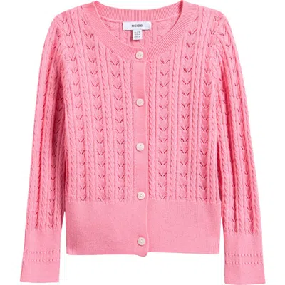 Reiss Kids' Flo Rib Knit Cardigan In Pink