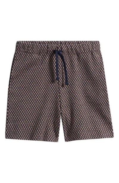 Reiss Kids' Geo Print Knit Shorts In Brown