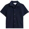 Reiss Kids' Gerrard Waffle Knit Camp Shirt In Blue