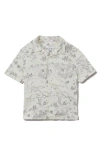 Reiss Kids' Gobi Sr. Cactus Print Short Sleeve Button-up Shirt In Gray