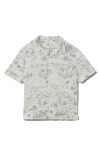 Reiss Kids' Gobi Sr. Cactus Print Short Sleeve Button-up Shirt In Gray