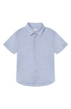 Reiss Kids' Holiday Jr. Short Sleeve Linen Button-up Shirt In Blue