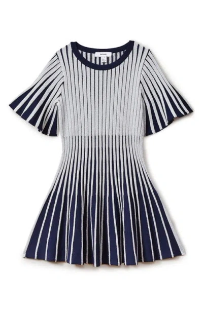 Reiss Kids' Ice Sr. Metallic Rib Dress In Silver