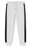 Reiss Kids' Larose Jr. Pintuck Velour Stripe Joggers In White/emerald Green