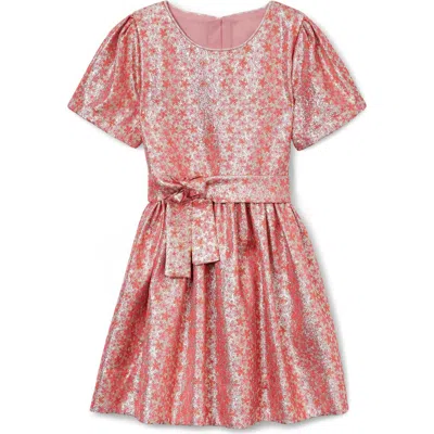 Reiss Kids' Leomie Metallic Party Dress In Pink