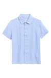 Reiss Kids' Linen Button-up Shirt In Blue