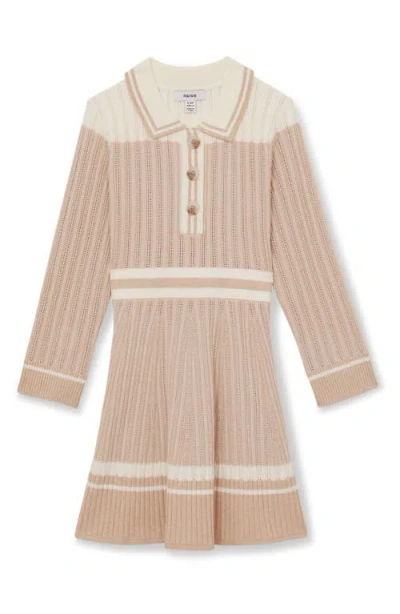 Reiss Kids' Long Sleeve Rib Jumper Dress In Pale Pink