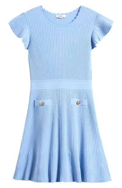 Reiss Kids' Miriam Flutter Sleeve Rib Dress In Blue