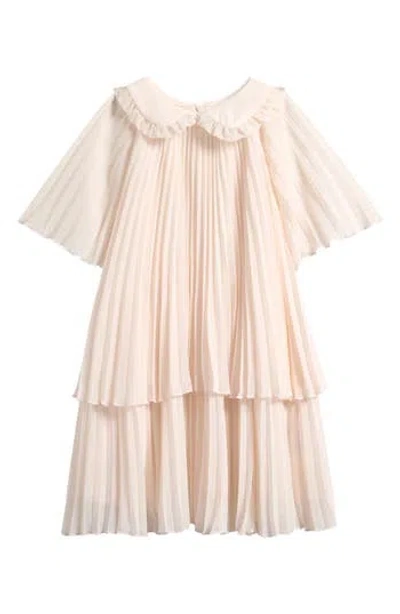 Reiss Kids' Nadia Accordion Pleat Dress In Nude