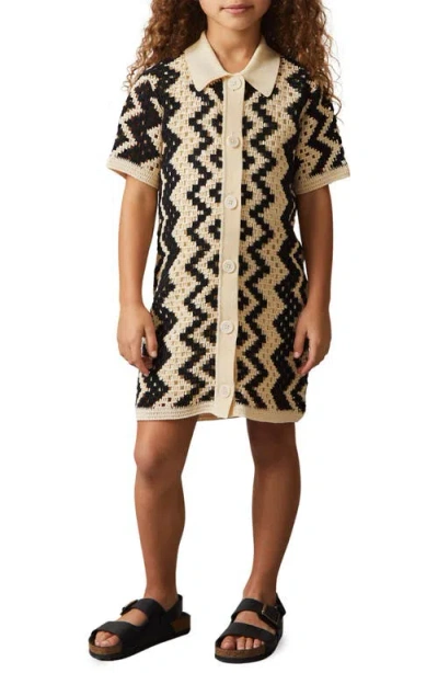 Reiss Kids' Natalie Open Stitch Button-up Polo Dress