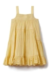 Reiss Kids' Nettie Sr. Tiered Cotton Eyelet Sundress In Yellow