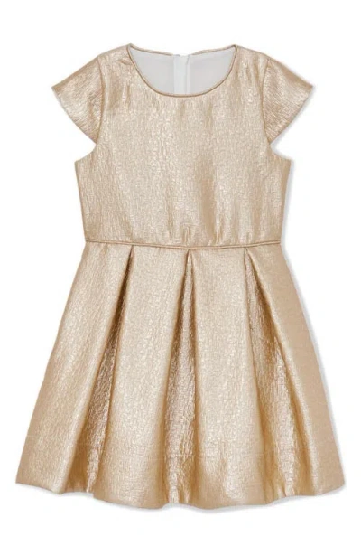 Reiss Kids' Nia Metallic Pleated Dress In Gold