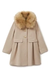 REISS REISS KIDS' NICOLE JR. FAUX FUR COLLAR SWING COAT