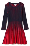 Reiss Navy Ribbedl Long-sleeve Stretch-knit Mini Dress 4-9 Y In Navy