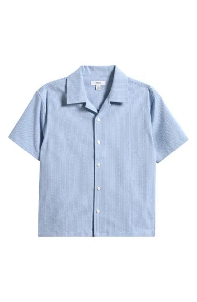 Reiss Kids' Pyrus Stripe Stretch Seersucker Camp Shirt In Blue