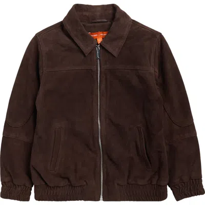 Reiss Kids' Rally Leather Bomber Jacket In Brown