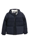 Reiss Navy Hooded Twill And Shell Puffer Jacket In Navy
