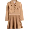 Reiss Kids' Sapna Pleated Sweater Shirtdress In Brown