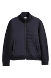 Reiss Kids' South End Jr. Quilted Zip-up Varsity Jacket In Black