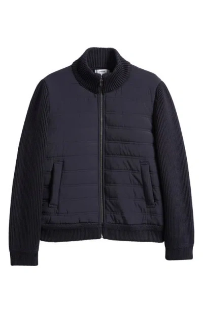 Reiss Kids' South End Jr. Quilted Zip-up Varsity Jacket In Black