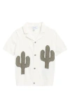 Reiss Kids' Takla Cuban Embroidered Button-up Shirt In White