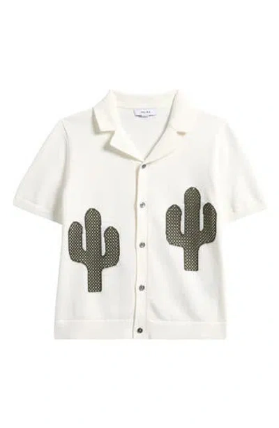 Reiss Kids' Takla Cuban Embroidered Button-up Shirt In White