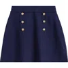 Reiss Navy 13-14 Yrs Knitted Button-detail A-line Skirt In Blue