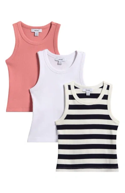 Reiss Kids' Violet Assorted 3-pack Stretch Cotton Rib Tanks In Multi