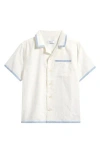 Reiss Kids' Vitan Cuban Short Sleeve Linen Button-up Shirt In Neutral