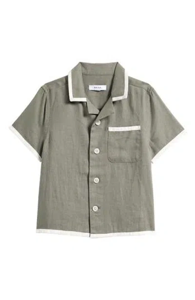 Reiss Kids' Vitan Short Sleeve Linen Camp Shirt In Gray
