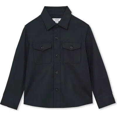 Reiss Kids' Whisper Sr. Stretch Cotton Button-up Shirt In Navy
