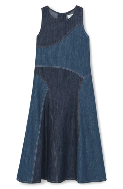Reiss Kids' Wilder Patchwork Denim Midi Dress 9-13 Years Blu In Blue