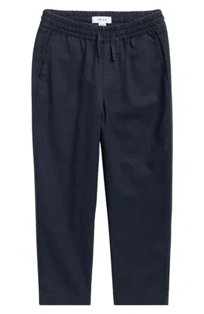 Reiss Kids' Wilfred Linen Pull On Pants In Black