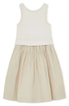 Reiss Kids' Wren Mixed Media Dress In Neutral
