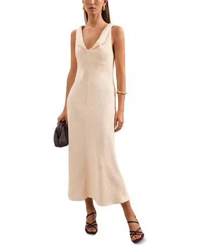 Reiss Kiera Textured Drape Neck Dress In White