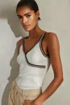 Reiss White/camel Knitted Crochet Trim Vest In White/camel