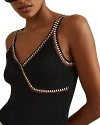 Reiss Kiki Crochet Trim Camisole In Black/camel