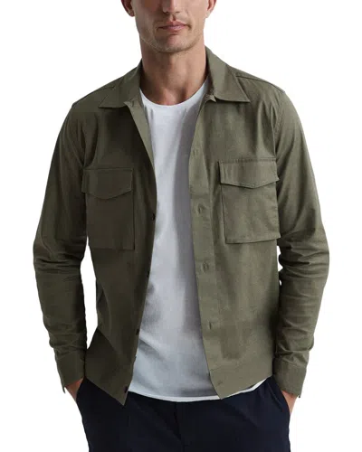 Reiss Kimchi Linen-blend Twin Pocket Overshirt In Green